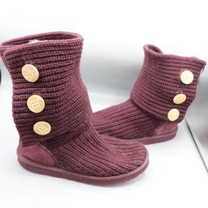 Ugg Purple Knit Boots with Wooden Buttons